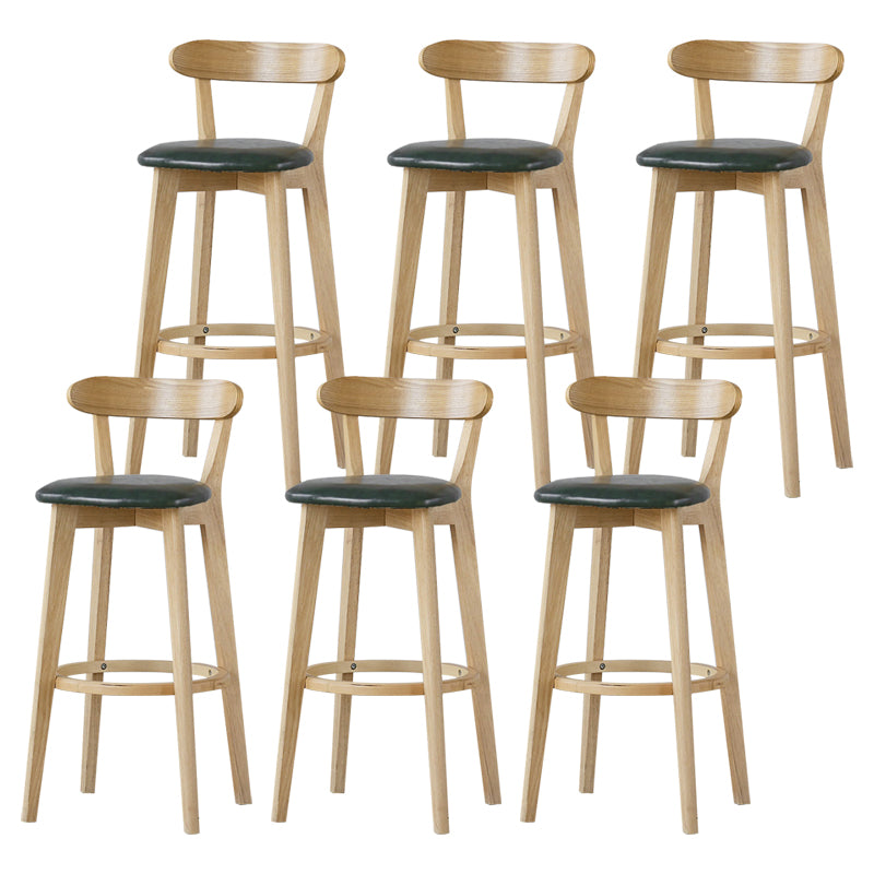 Scandinavian Rubberwood Low Back Barstool Milk Tea Shop Upholstered Stool