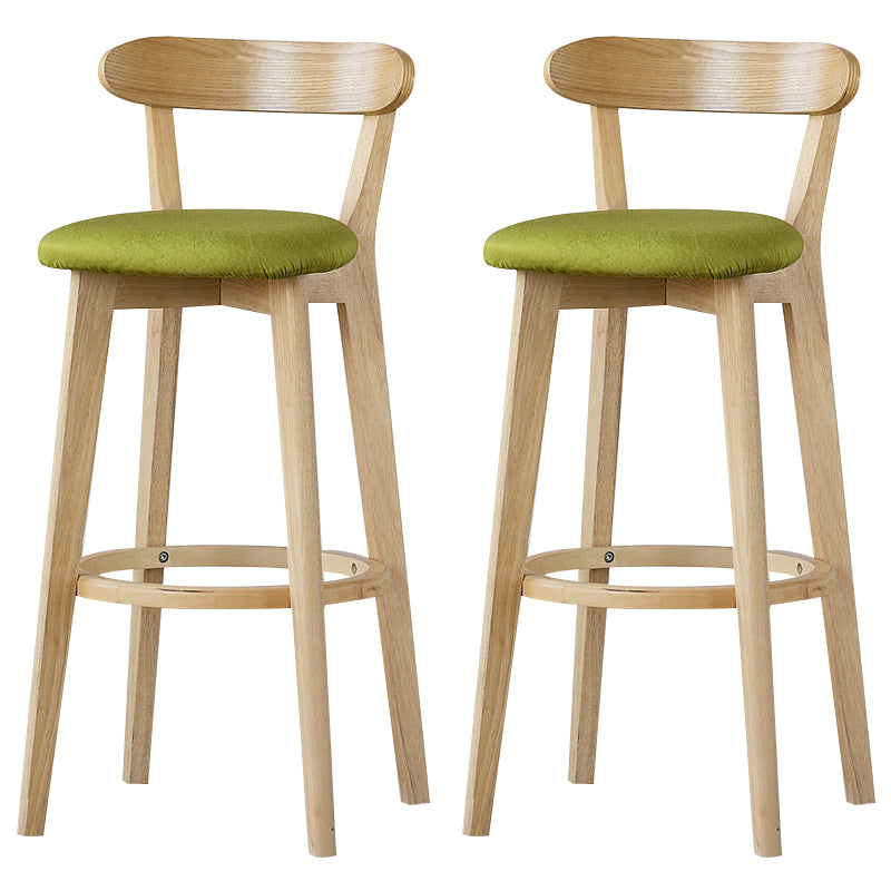 Scandinavian Rubberwood Low Back Barstool Milk Tea Shop Upholstered Stool