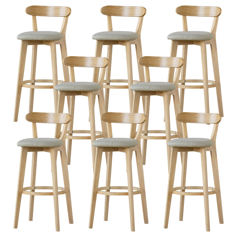 Scandinavian Rubberwood Low Back Barstool Milk Tea Shop Upholstered Stool