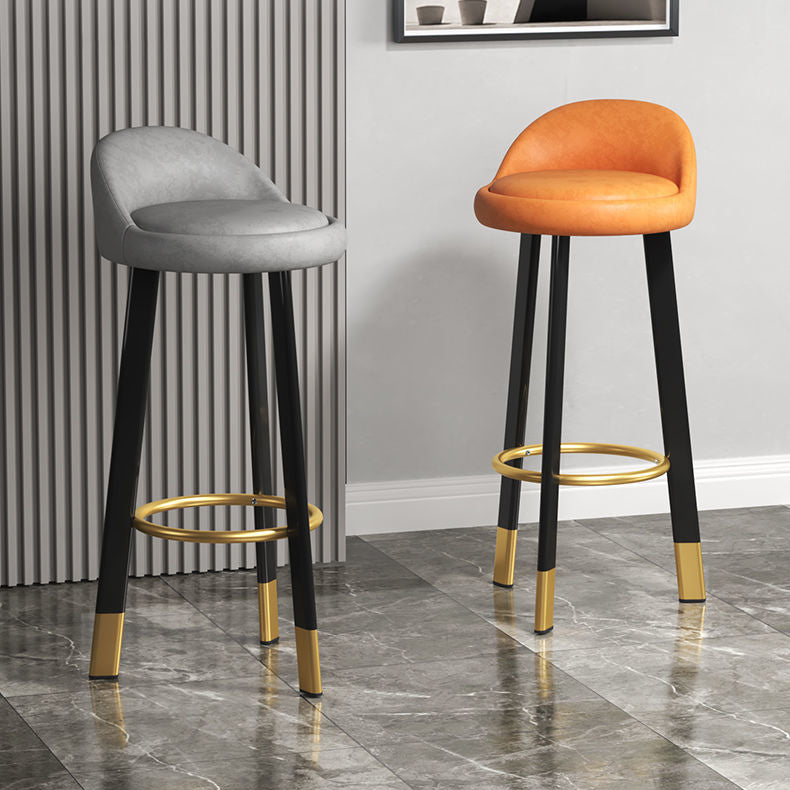 Reception Low Back Scandinavian Stool Matte Finish Upholstered Bar Stools