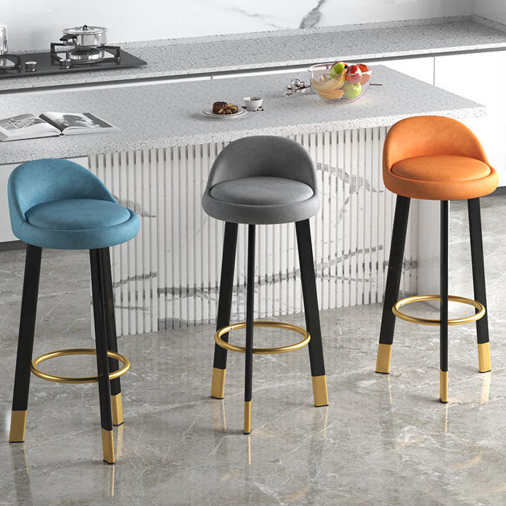 Reception Low Back Scandinavian Stool Matte Finish Upholstered Bar Stools