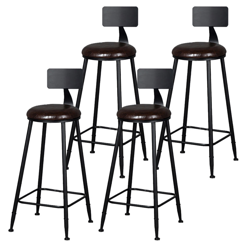 Industrial Footrest Milk Tea Shop Stool Low Back Iron Bar Stool