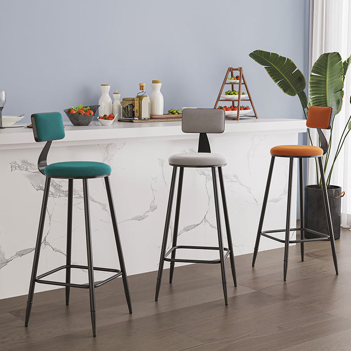 Industrial Footrest Milk Tea Shop Stool Low Back Iron Bar Stool