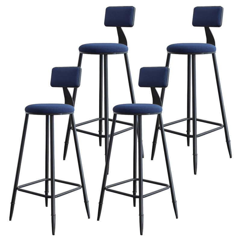 Industrial Footrest Milk Tea Shop Stool Low Back Iron Bar Stool