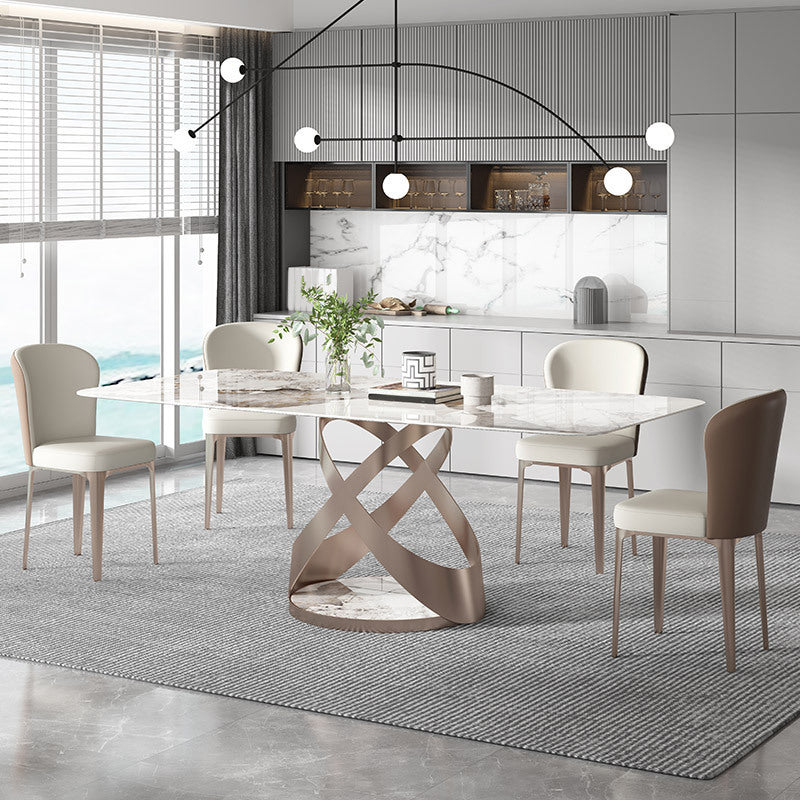 Luxury Sintered Stone Top Dining Set Rectangle 1/4/5/6 Pieces Dining Room Table Set