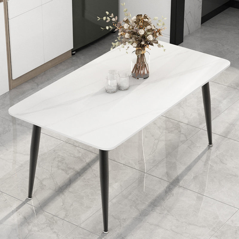 Modern Rectangle Stone Table Standard Height Dining Table with 4 Legs