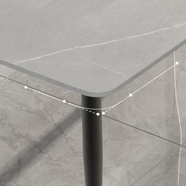 Modern Rectangle Stone Table Standard Height Dining Table with 4 Legs