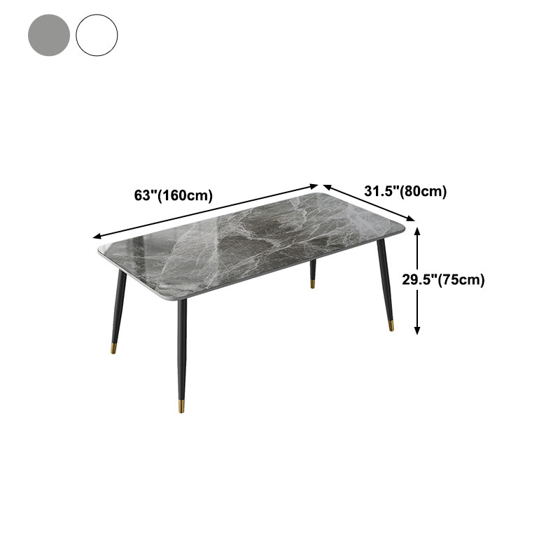 Modern White 72 in Marble Counter Table Rectangle Dining Table for Kitchen