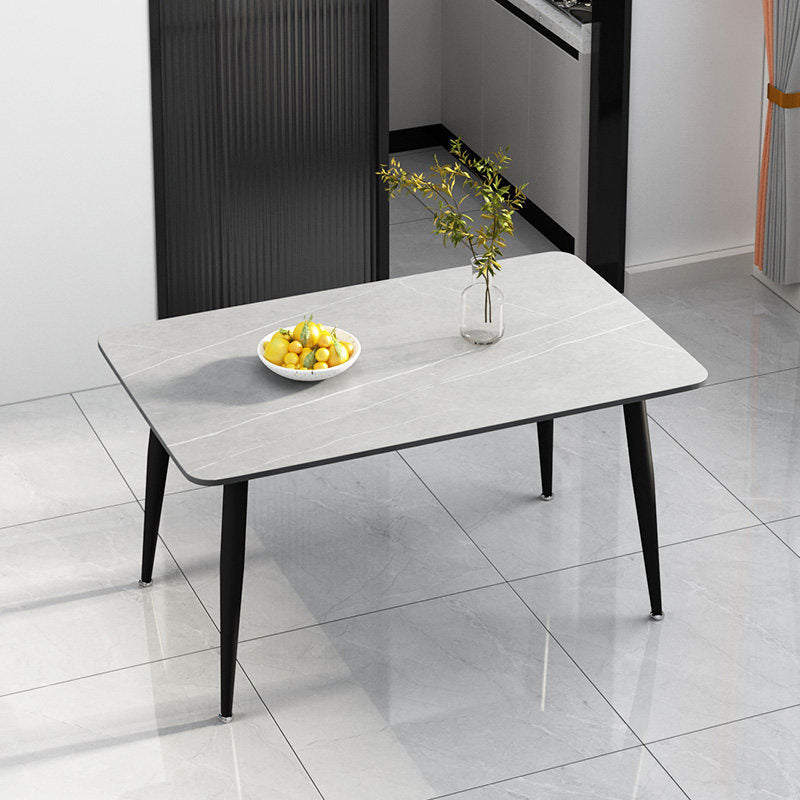 Rectangle Modern Stone Table Standard Height Table Dining Table with 4 Legs