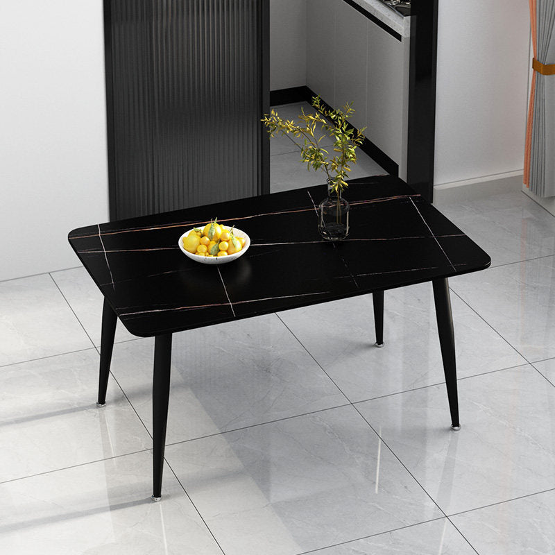 Rectangle Modern Stone Table Standard Height Table Dining Table with 4 Legs