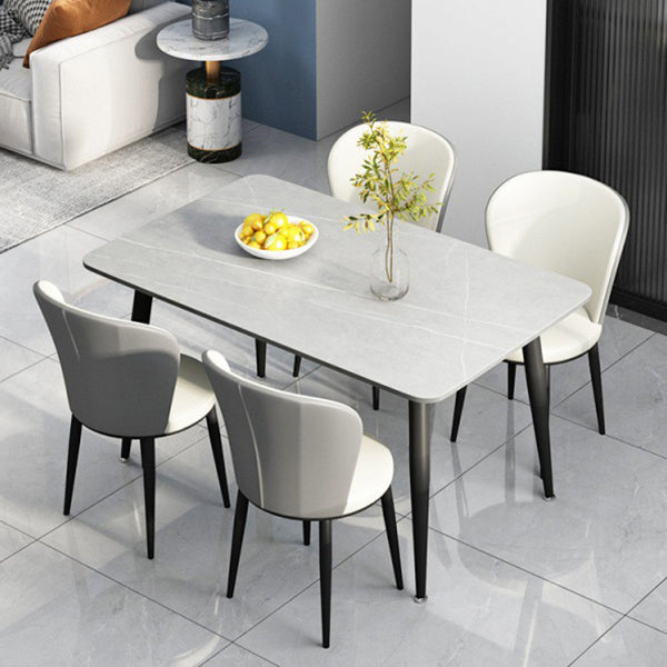 Rectangle Modern Stone Table Standard Height Table Dining Table with 4 Legs