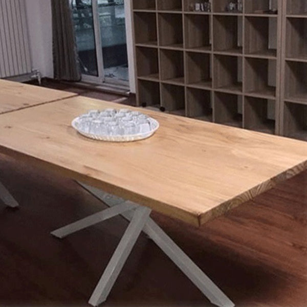 Modern Brown 84 in Wood Dining Table Rectangle Dining Table for Kitchen