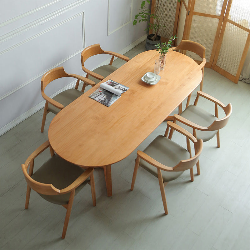 Modern Oval Pine Wood Dining Table Wood Base Home Dining Table