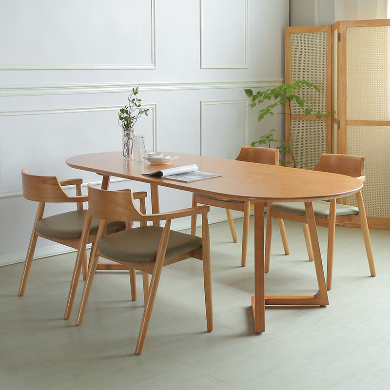 Modern Oval Pine Wood Dining Table Wood Base Home Dining Table