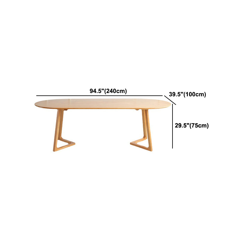 Modern Oval Pine Wood Dining Table Wood Base Home Dining Table