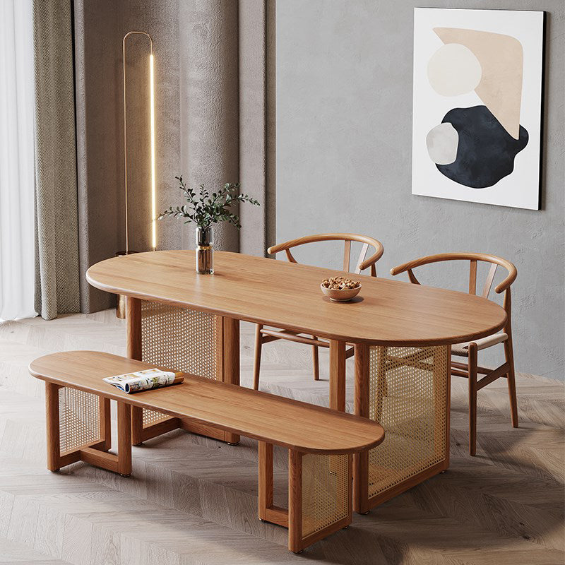 Brown Dinner Table Solid Wood Contemporary Dining Table for Kitchen