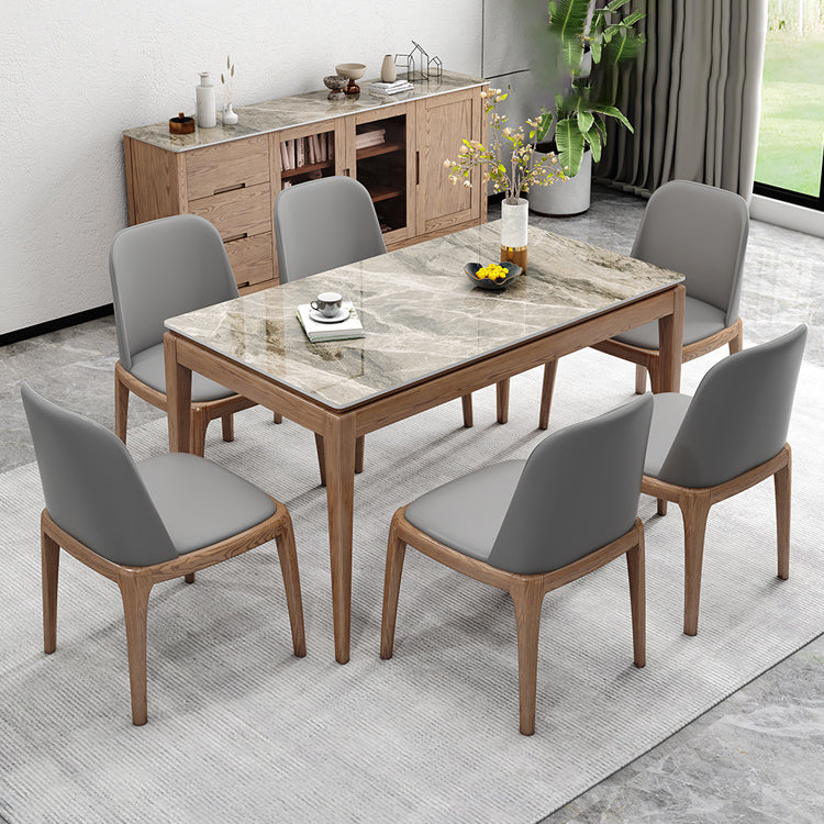 Midcentury Style Dining Table Rectangle Stone Dining Site Table for Home