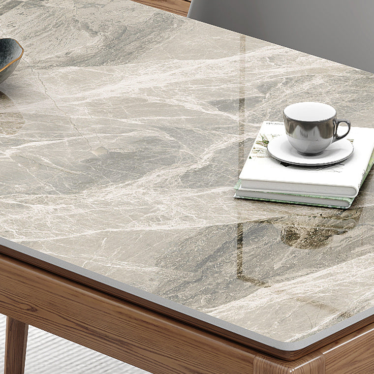 Midcentury Style Dining Table Rectangle Stone Dining Site Table for Home