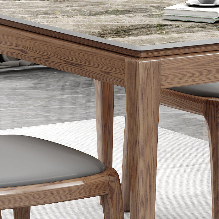 Midcentury Style Dining Table Rectangle Stone Dining Site Table for Home