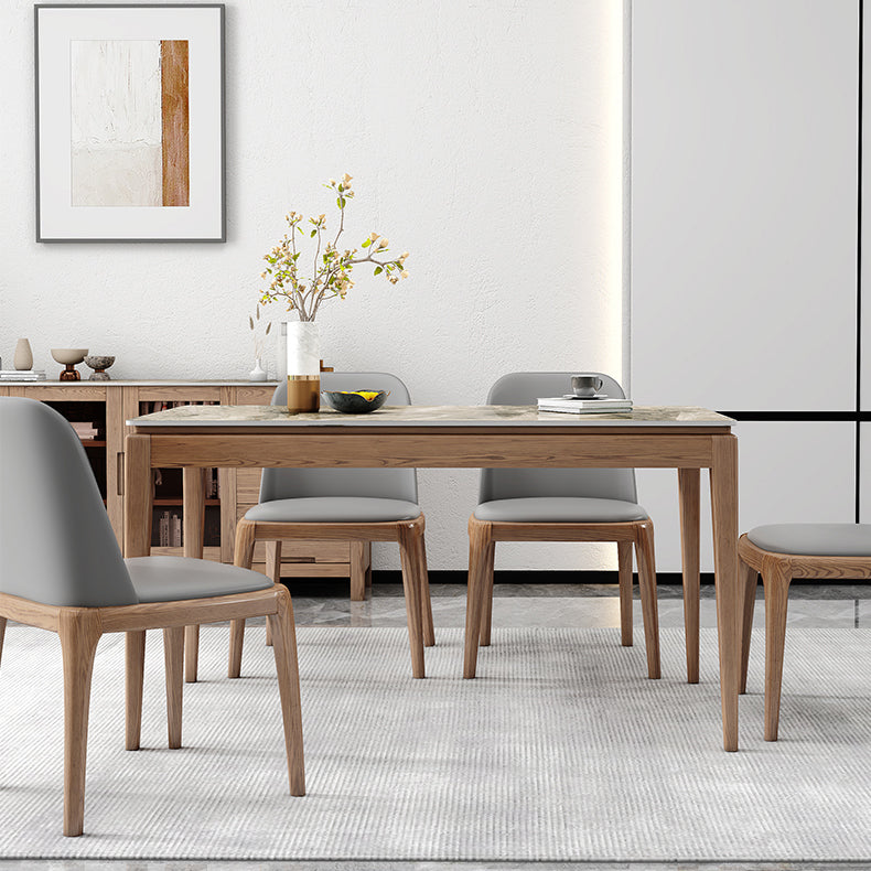 Midcentury Style Dining Table Rectangle Stone Dining Site Table for Home