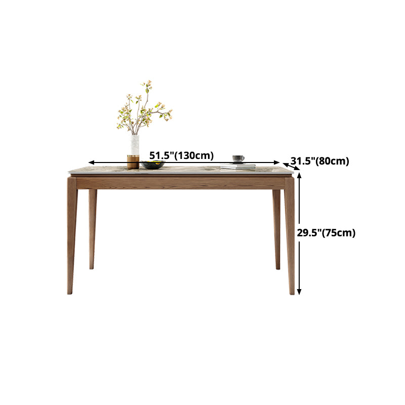 Midcentury Style Dining Table Rectangle Stone Dining Site Table for Home
