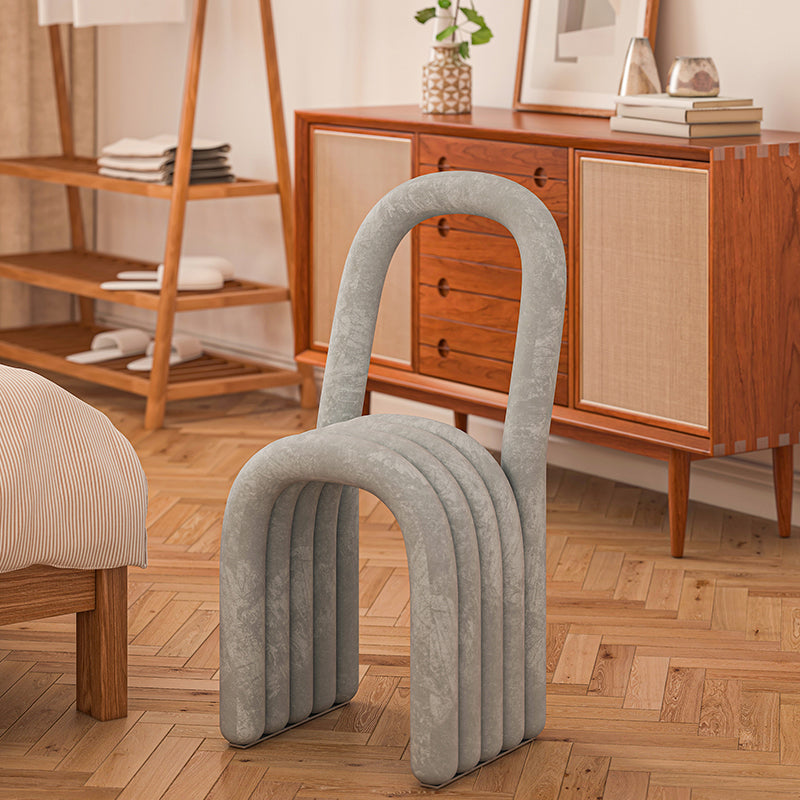 Modern Style Side Chair Velvet Open Back Armless Dining Chair for Home