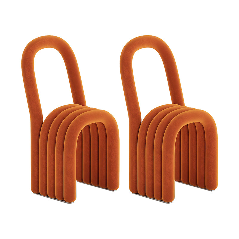 Modern Style Side Chair Velvet Open Back Armless Dining Chair for Home