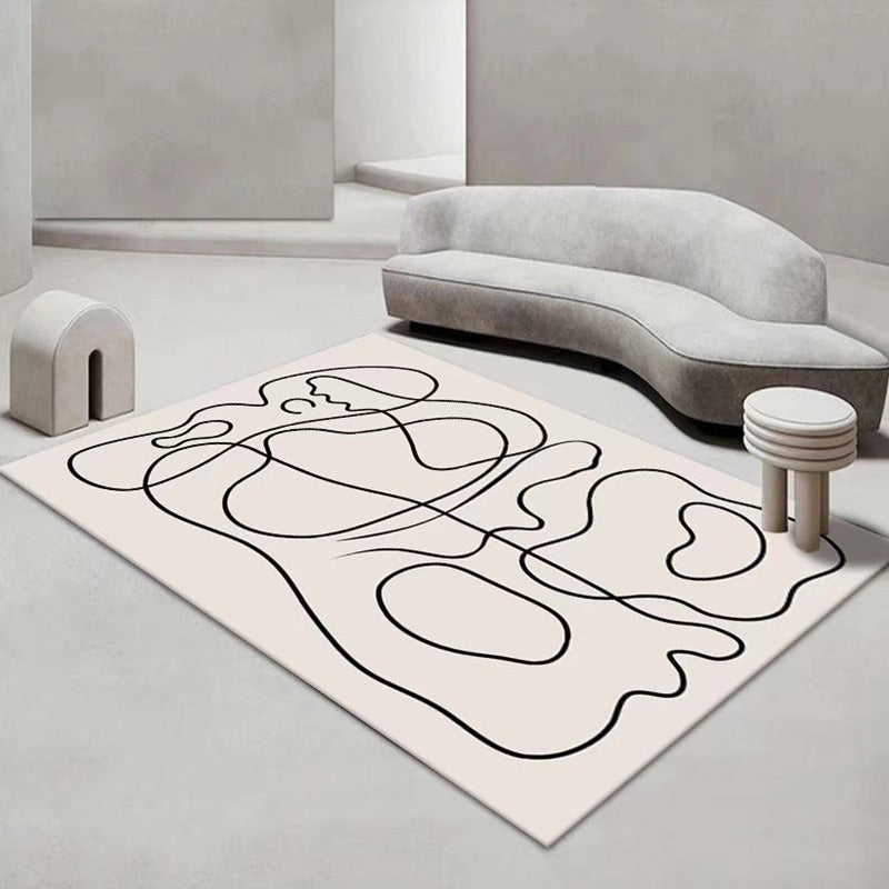 Orange Modern Rug Polyester Color Piece Rug Stain Resistant Rug for Living Room
