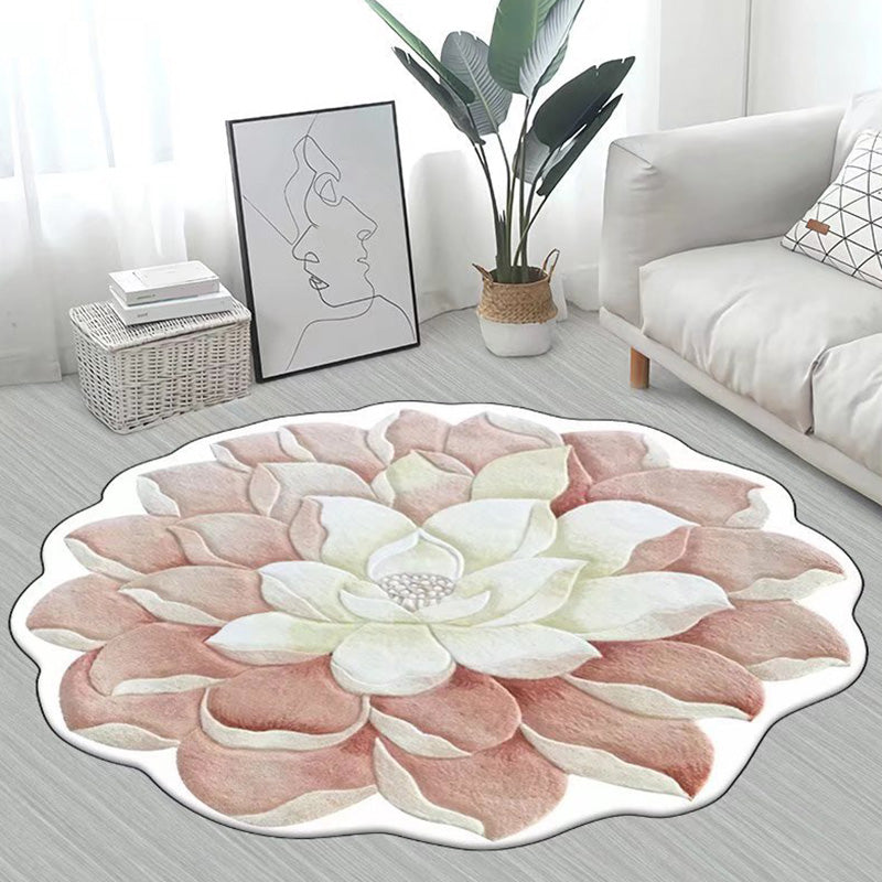 Yellow Flower Carpet Polyester Casual Carpet Washable Rug for Living Room