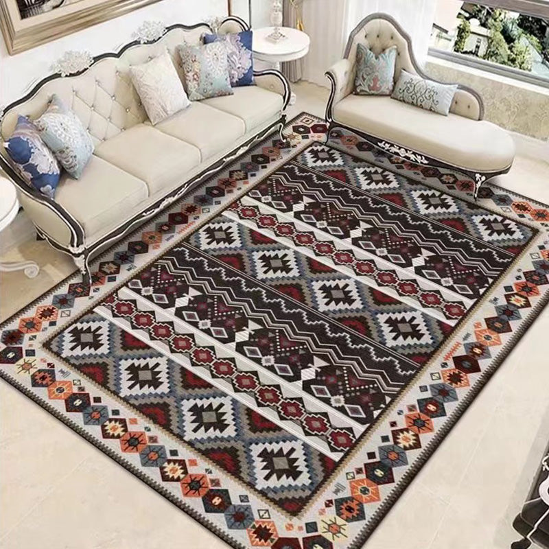 Light Orange Bohemia Rug Polyester Graphic Rug Stain Resistant Area Rug for Drawing Room