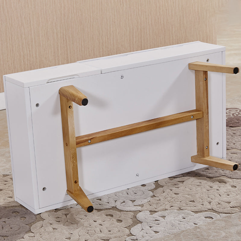 Retangular Natural Wood 4 Legs Coffee Table 1 Single Modern Cocktail Table with Drawers