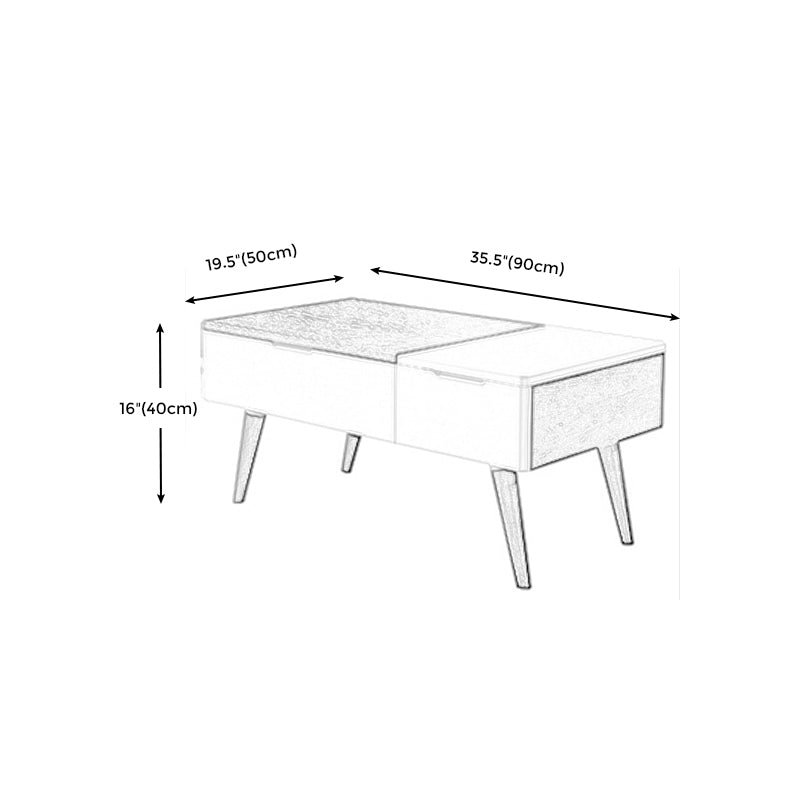 Retangular Natural Wood 4 Legs Coffee Table 1 Single Modern Cocktail Table with Drawers