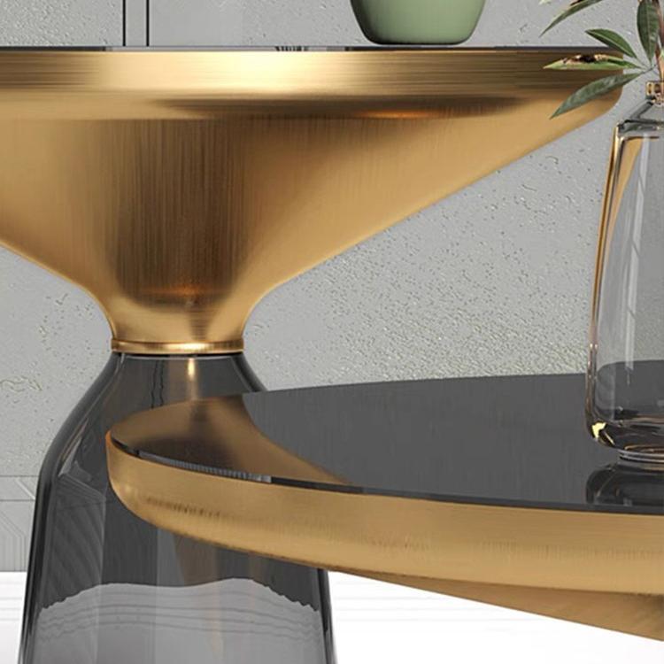 Modernism Pedestal 1 Single Coffee Table Round Glass Cocktail Table