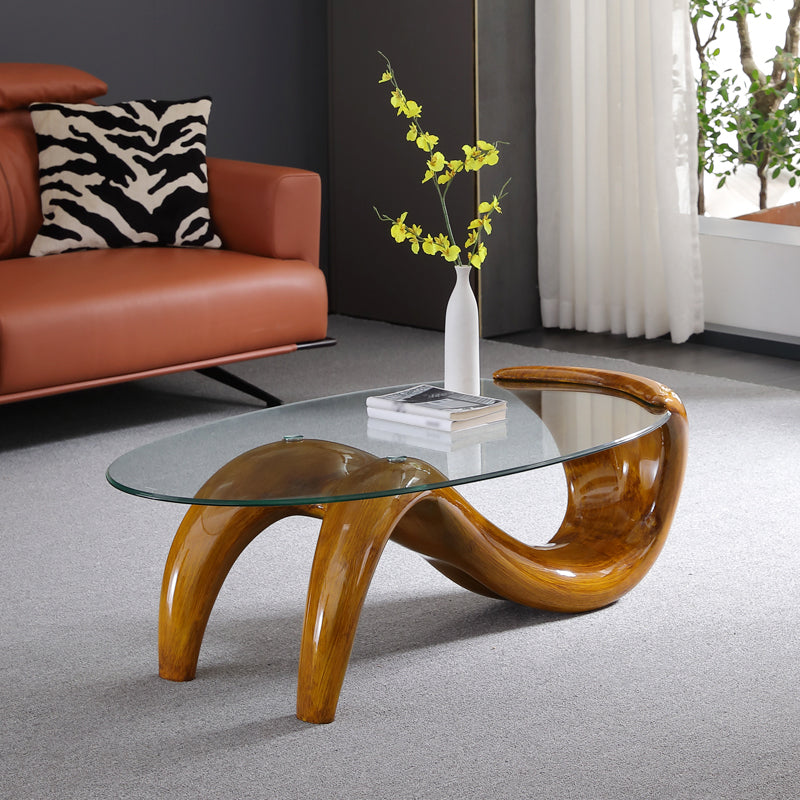 Abstract Coffee Table Contemporary Glass 15.7" Cocktail Table