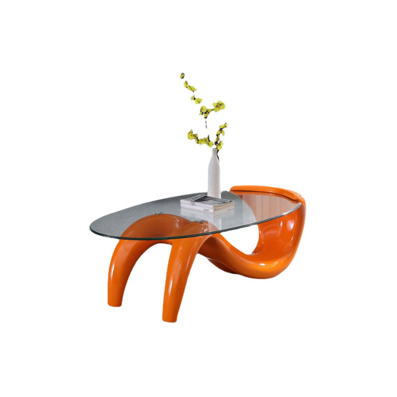 Abstract Coffee Table Contemporary Glass 15.7" Cocktail Table