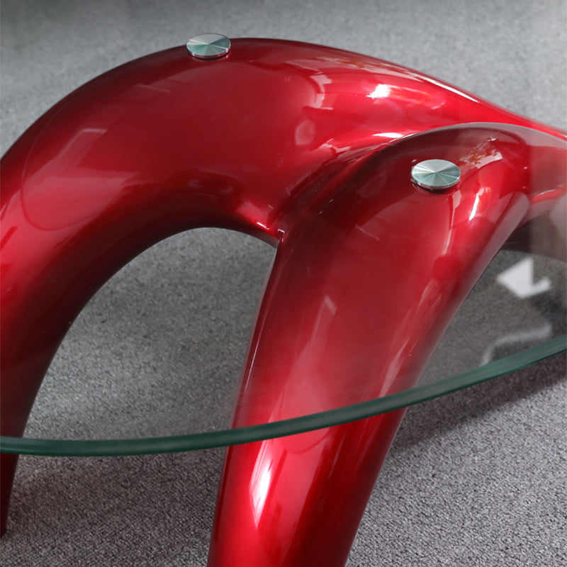 Abstract Coffee Table Contemporary Glass 15.7" Cocktail Table
