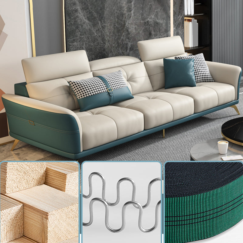 Tuxedo Arm Sectional Sofa 35.43"High Genuine Leather Tufted Split-Back Sofa