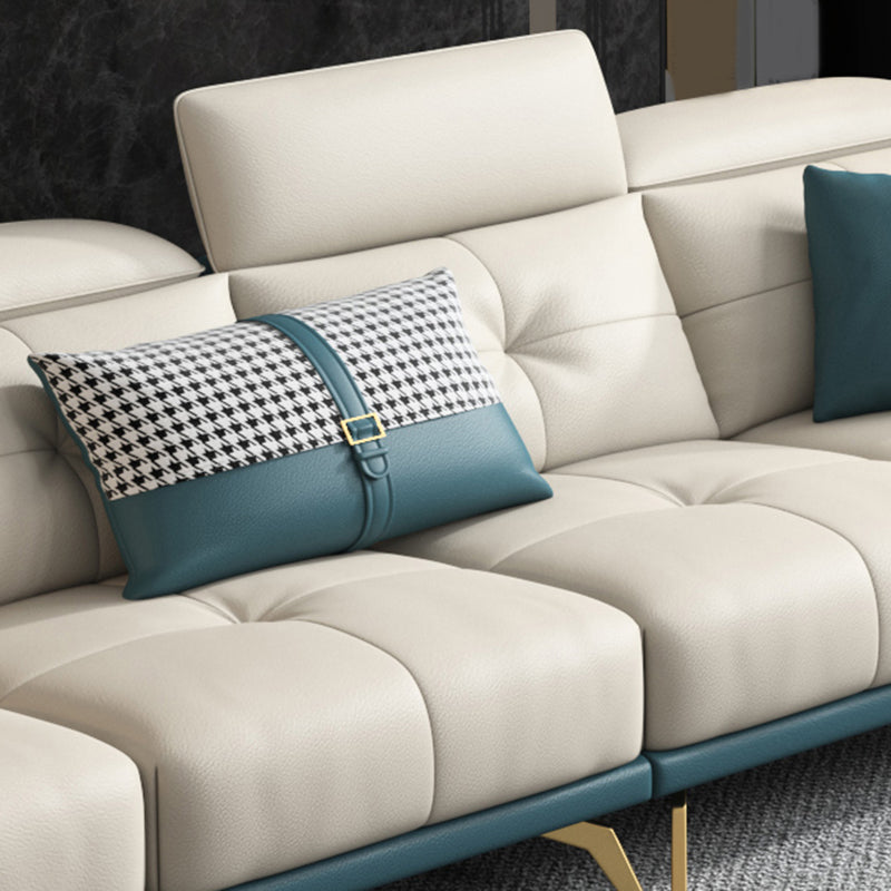 Tuxedo Arm Sectional Sofa 35.43"High Genuine Leather Tufted Split-Back Sofa