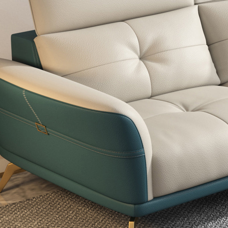 Tuxedo Arm Sectional Sofa 35.43"High Genuine Leather Tufted Split-Back Sofa