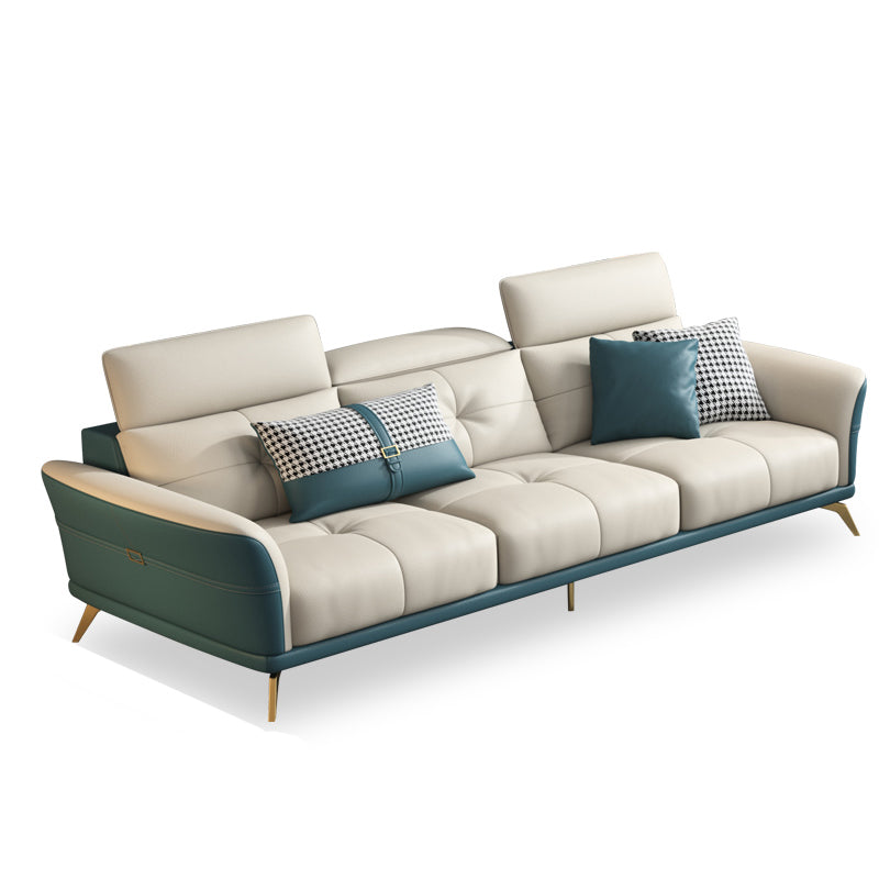Tuxedo Arm Sectional Sofa 35.43"High Genuine Leather Tufted Split-Back Sofa