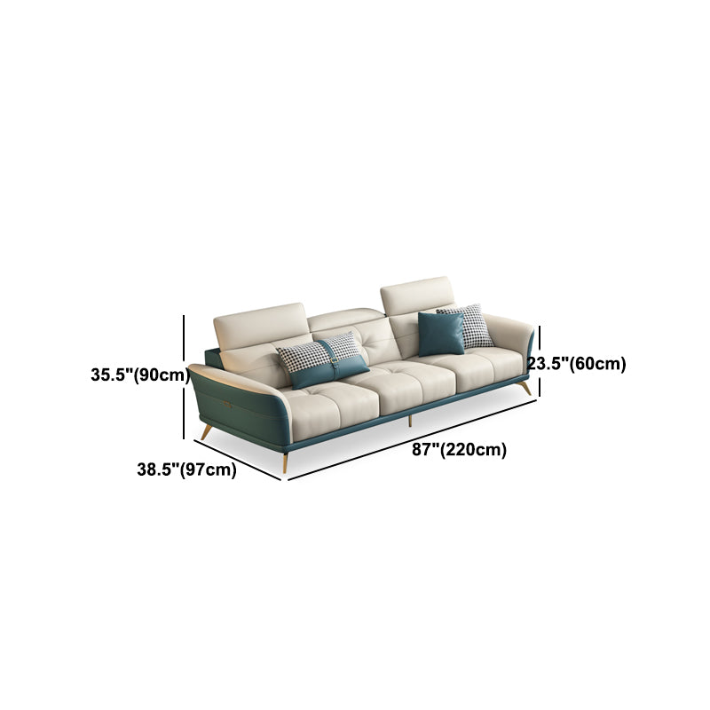 Tuxedo Arm Sectional Sofa 35.43"High Genuine Leather Tufted Split-Back Sofa