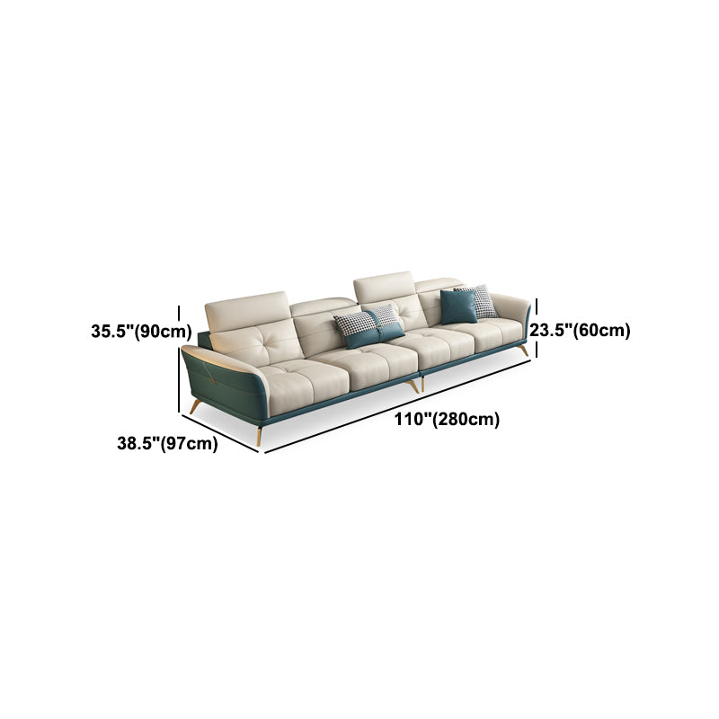 Tuxedo Arm Sectional Sofa 35.43"High Genuine Leather Tufted Split-Back Sofa