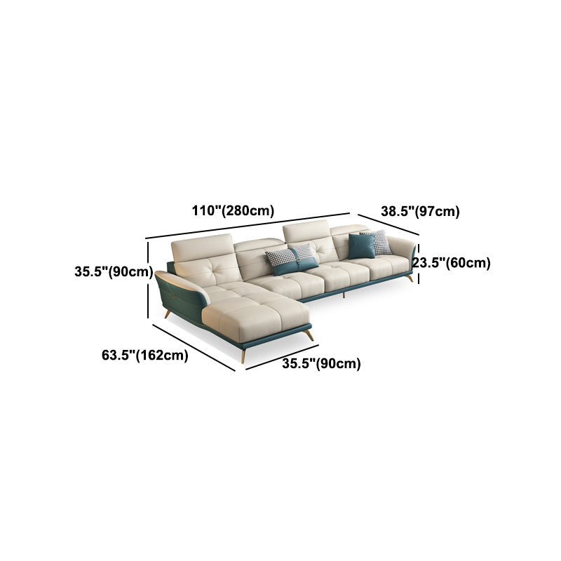 Tuxedo Arm Sectional Sofa 35.43"High Genuine Leather Tufted Split-Back Sofa