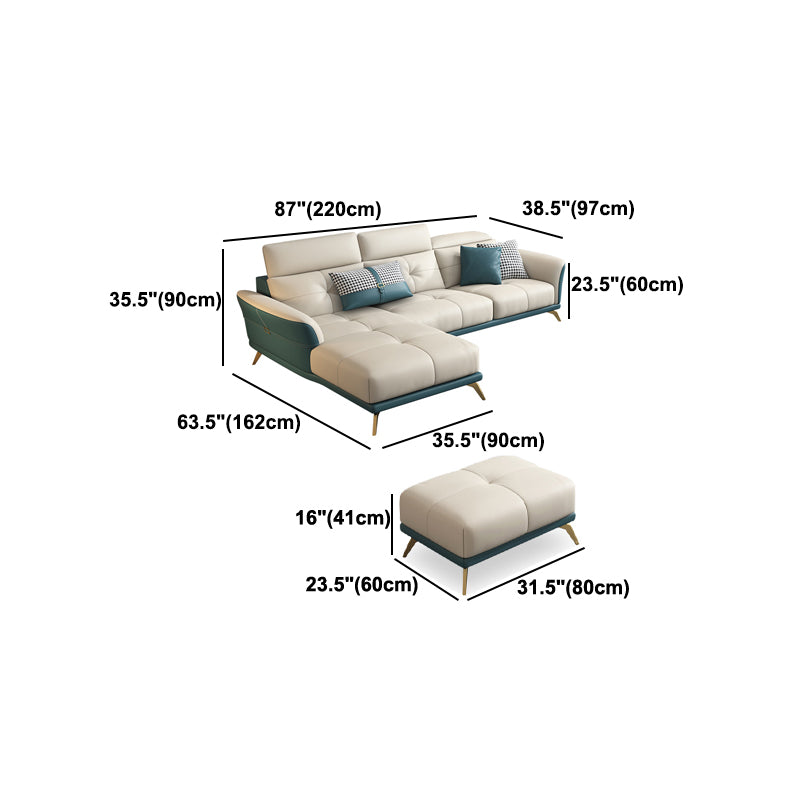 Tuxedo Arm Sectional Sofa 35.43"High Genuine Leather Tufted Split-Back Sofa