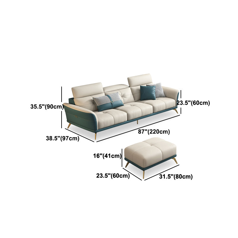 Tuxedo Arm Sectional Sofa 35.43"High Genuine Leather Tufted Split-Back Sofa