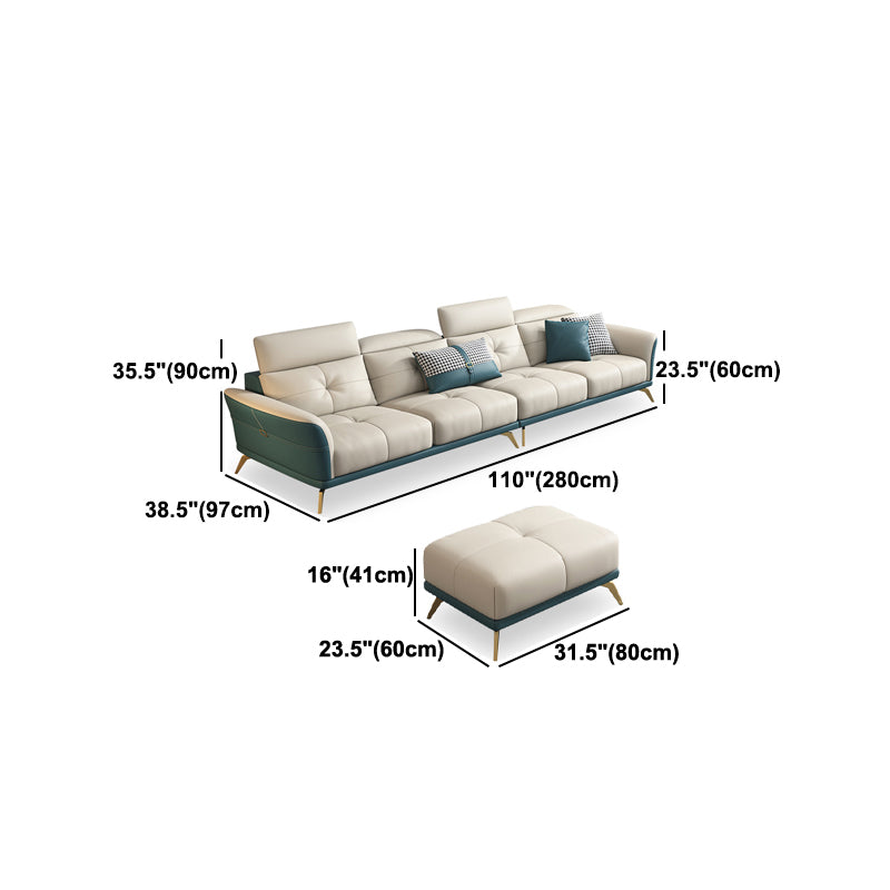 Tuxedo Arm Sectional Sofa 35.43"High Genuine Leather Tufted Split-Back Sofa