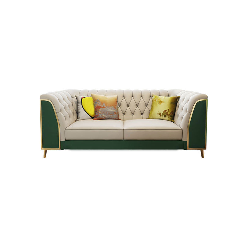 Leather Tuxedo Arm Sectional Sofa 33.46"High Tufted Split-Back Sofa