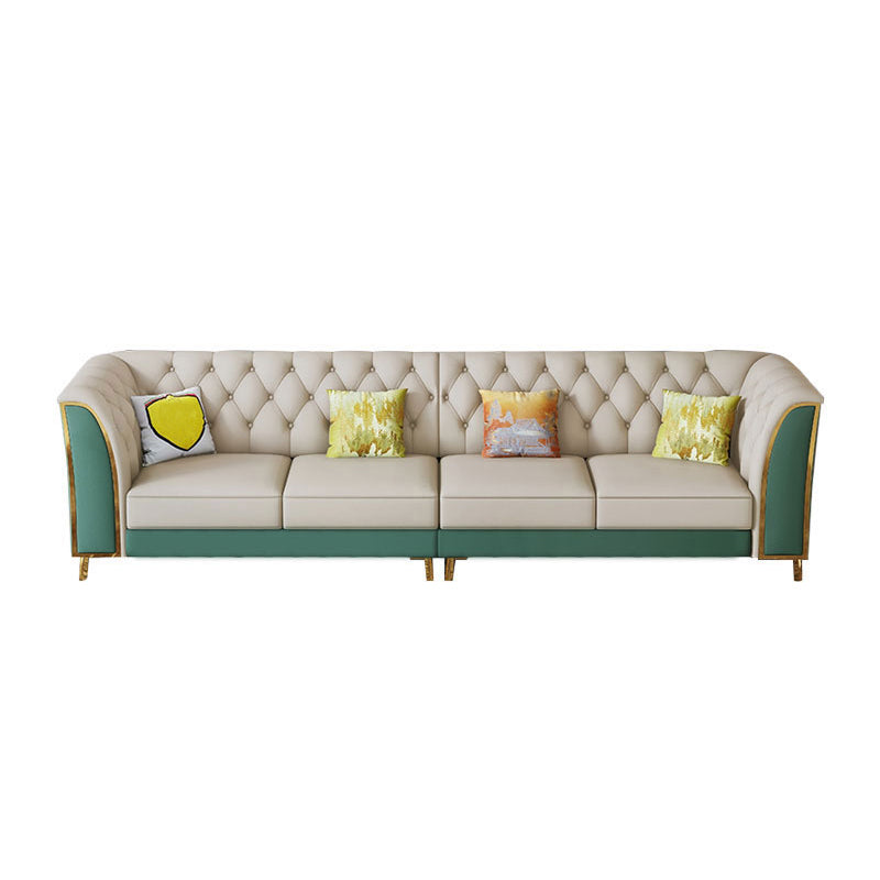 Leather Tuxedo Arm Sectional Sofa 33.46"High Tufted Split-Back Sofa