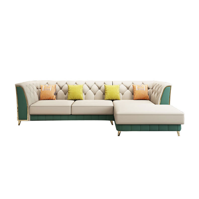 Leather Tuxedo Arm Sectional Sofa 33.46"High Tufted Split-Back Sofa