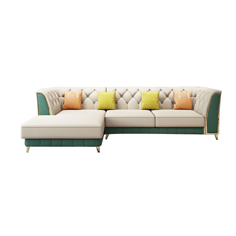 Leather Tuxedo Arm Sectional Sofa 33.46"High Tufted Split-Back Sofa